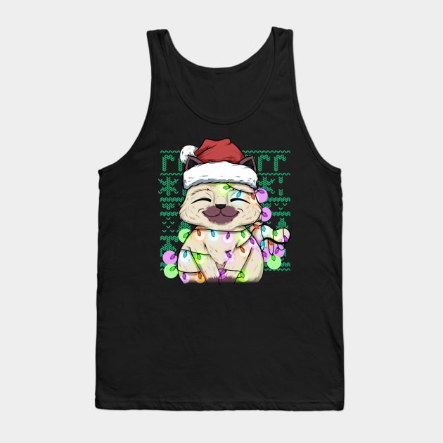 cute cat christmas lights and fun Tank Top by the house of parodies